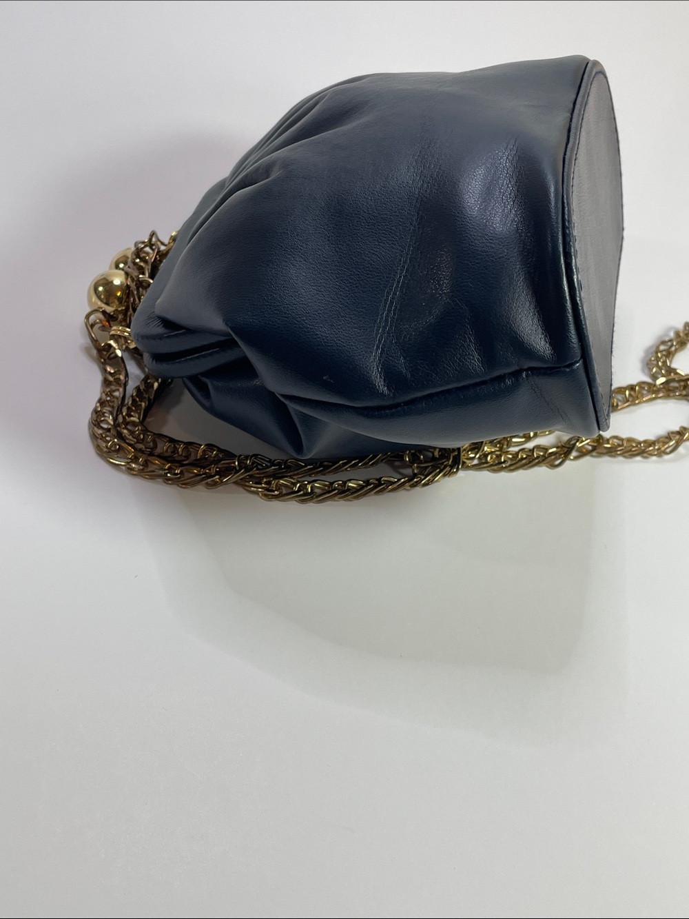 Jeanne Lottie Navy Leather Kiss-Lock Chain Crossbody Bag - Picture 5 of 15